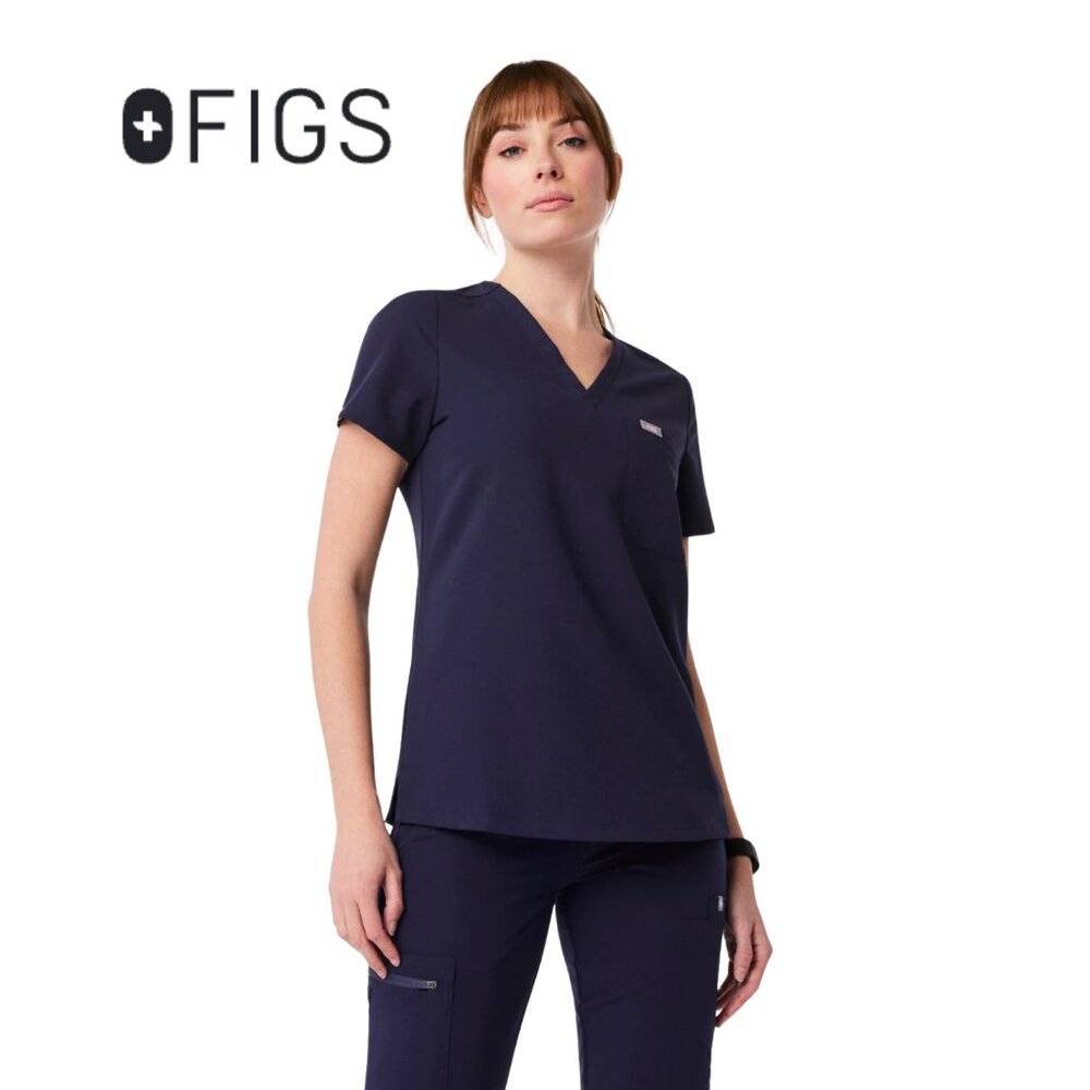 Figs Catarina One-Pocket Scrub Top | Women's Small | Navy